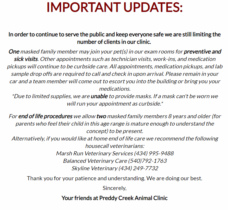 Preddy Creek Website Pop-up